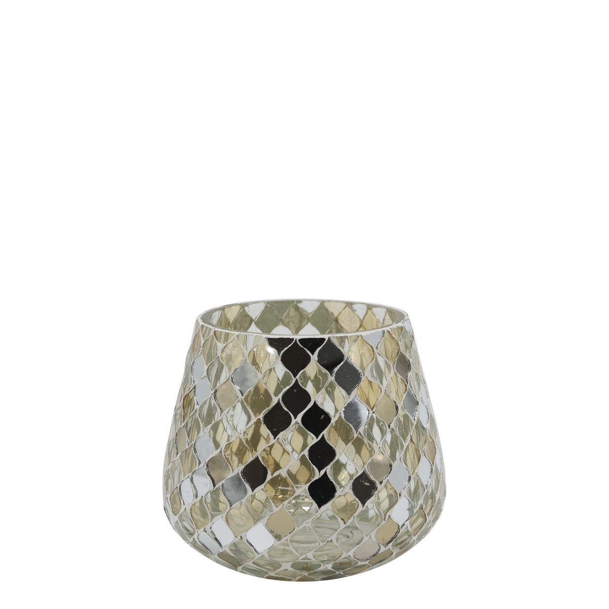 Chic Antique – Windlicht mit Mosaik – H13 x Ø14 cm – Champagner