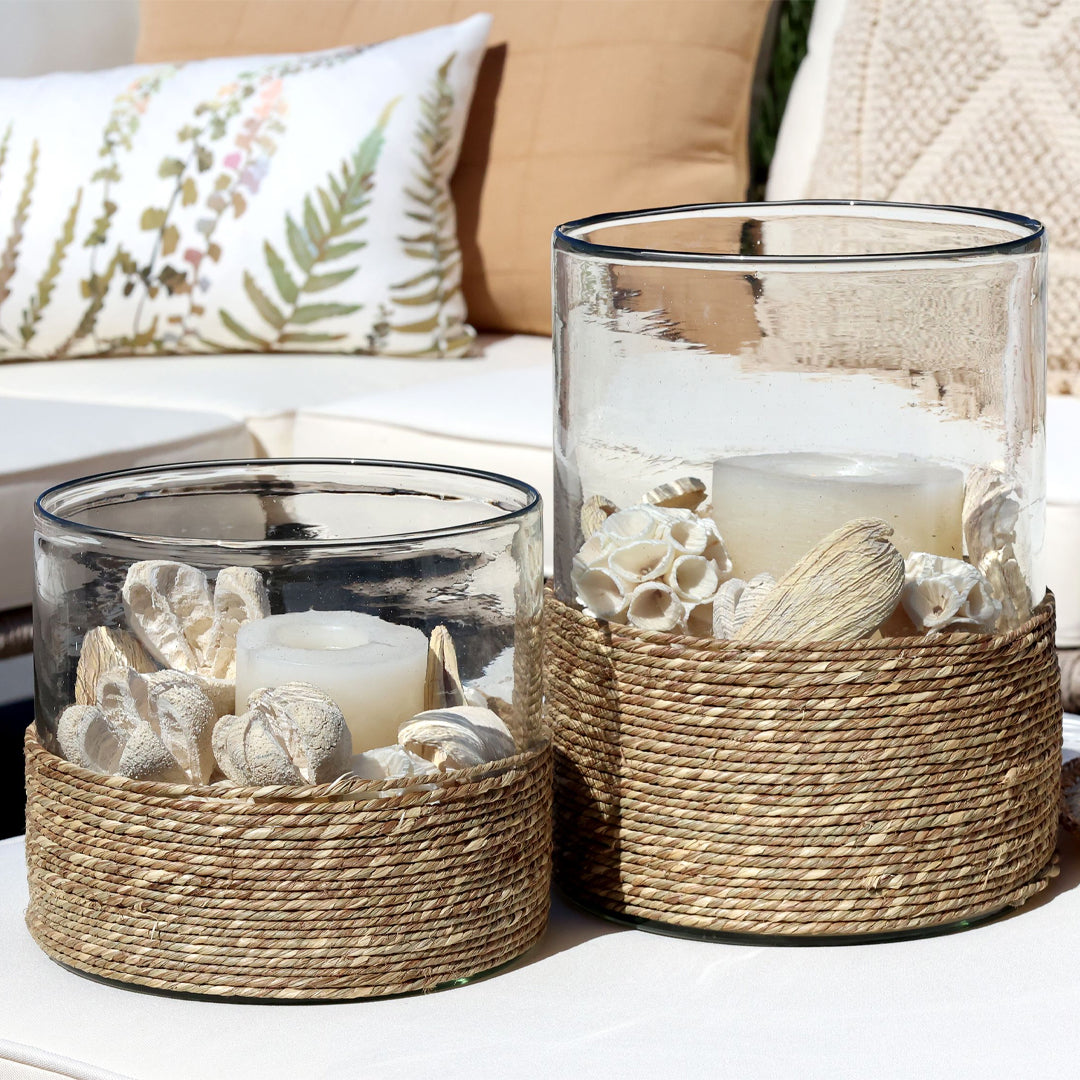 Chic Antique – Hurricane mit geflochtenem Boden – Kleines Modell H17 cm