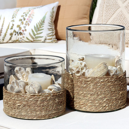 Chic Antique – Hurricane mit geflochtenem Boden – Großes Modell H26 cm
