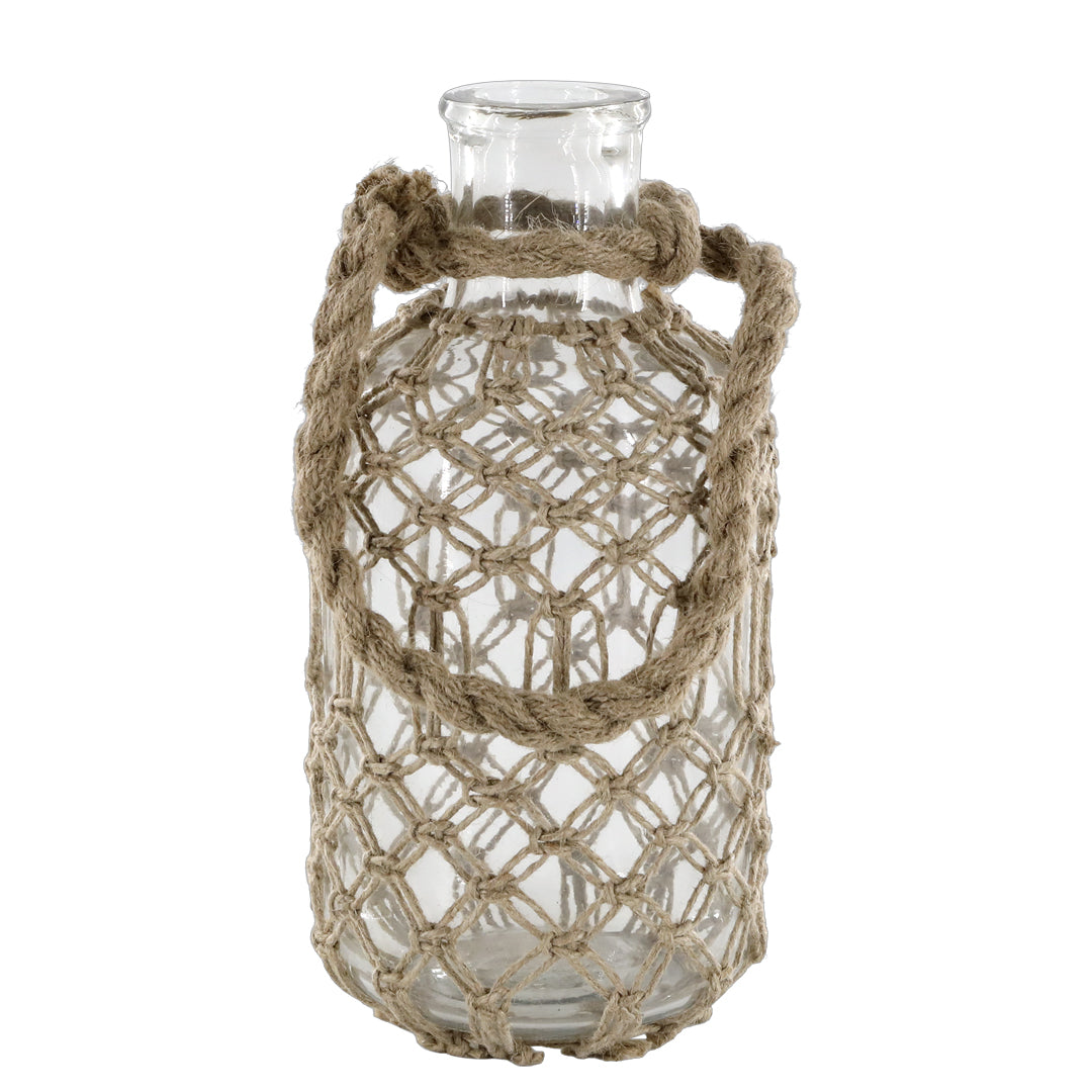Chic Antique – Glasflasche mit Jutegeflecht und Henkel – Kleines Modell H27 cm
