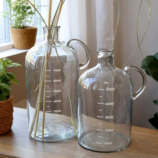 Chic Antique – Große Glasflasche mit Text und Maßangabe – Klar H38 cm