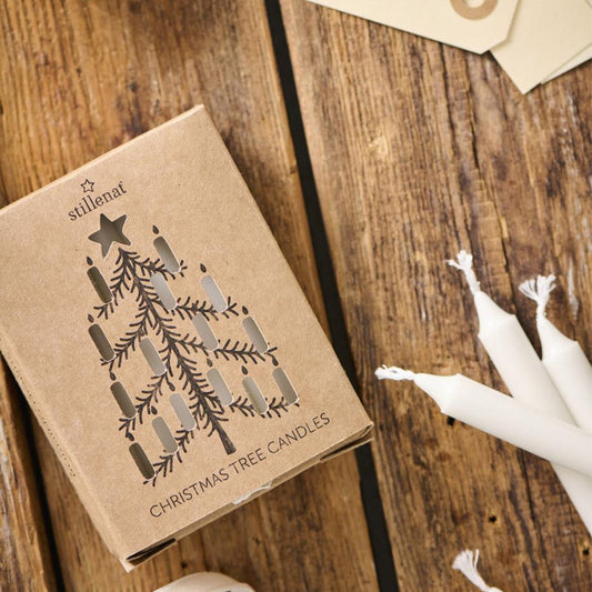 Ib Laursen - Box mit 12 Teelichtern – Weiß, Ø 1,3 cm, H 10 cm, Nordisches Schwanenzeichen