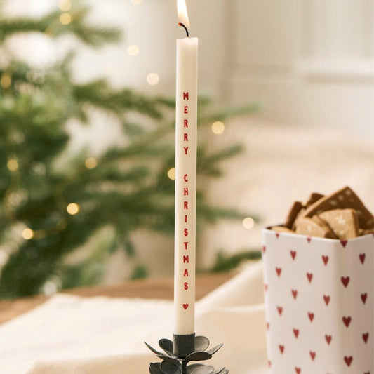 Ib Laursen - Stumpenkerzen 8 Stück mit „Merry Christmas“ – Ø 1,3 cm, H 20 cm 8 Stück, svanemærket