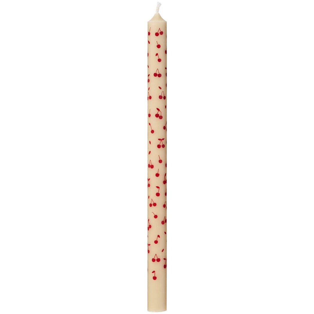 Ib Laursen – Stabkerzen, 8 Stück, mit roten Kirschen – Ø 1,3 cm, H 20 cm