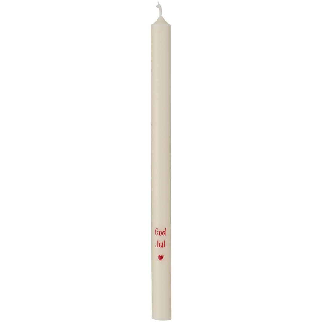 Ib Laursen – Stabkerzen 8 Stück mit rotem „God Jul“-Schriftzug – 20 cm, Svanen-zertifiziert