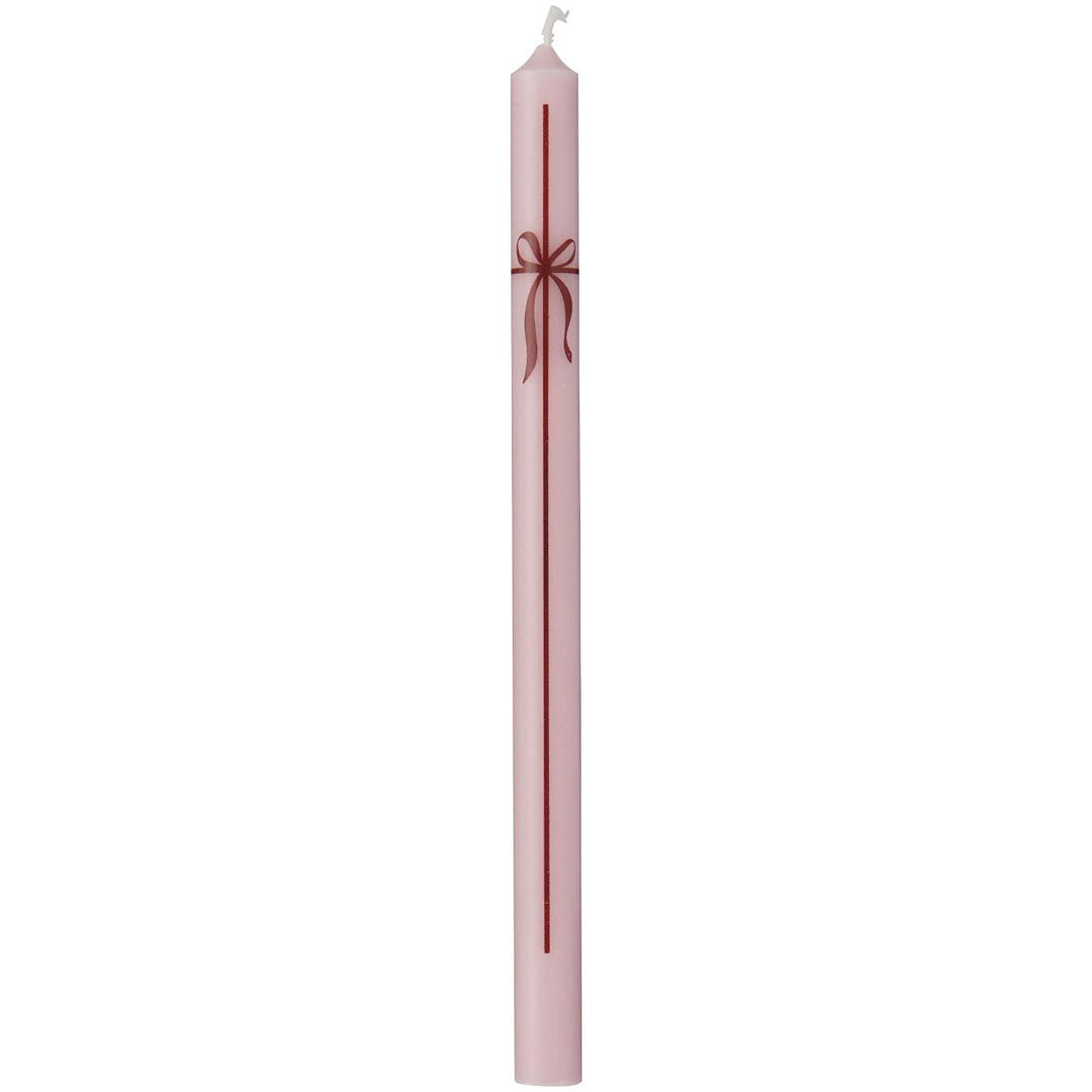 Ib Laursen – Stabkerzen 8 Stück, Rosa mit Schleife – 20 cm, Svanen-zertifiziert
