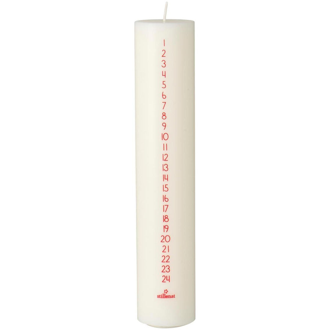 Ib Laursen – Kalenderkerze 1–24 – Creme mit roten Zahlen, Svanen-zertifiziert