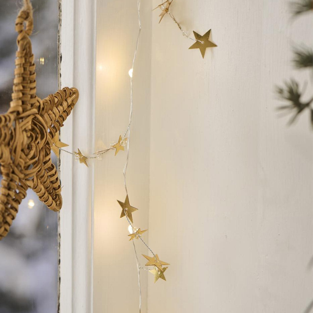 Ib Laursen - Lichterkette mit 20 goldenen Sternen – Für den Innenbereich