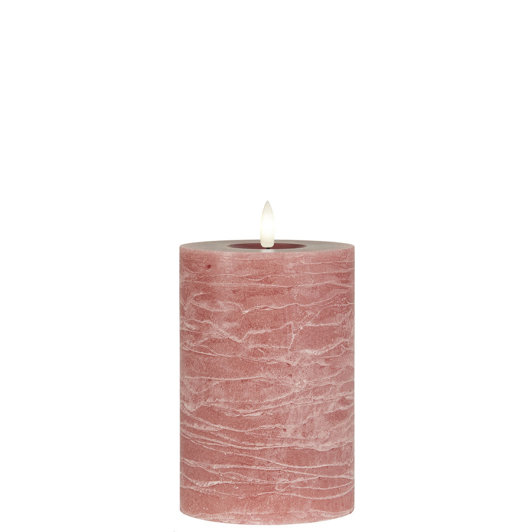 Ib Laursen - LED-Blockkerze Rosa mit warmer Flamme für den Innenbereich - 15 cm