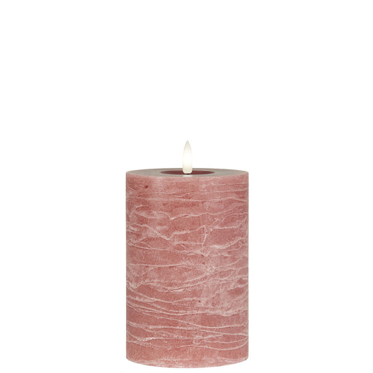 Ib Laursen - LED-Blockkerze Rosa mit warmer Flamme für den Innenbereich - 15 cm