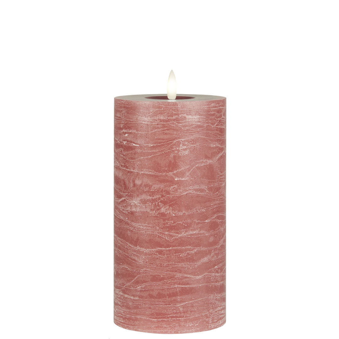 Ib Laursen - LED-Blockkerze Rosa mit warmer Flamme für den Innenbereich - 20 cm