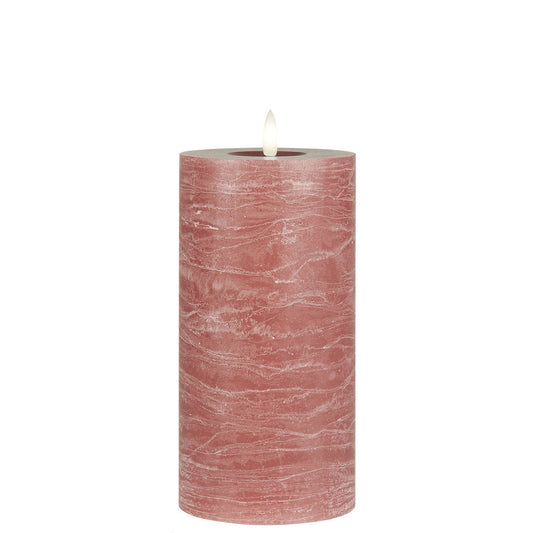 Ib Laursen - LED-Blockkerze Rosa mit warmer Flamme für den Innenbereich - 20 cm
