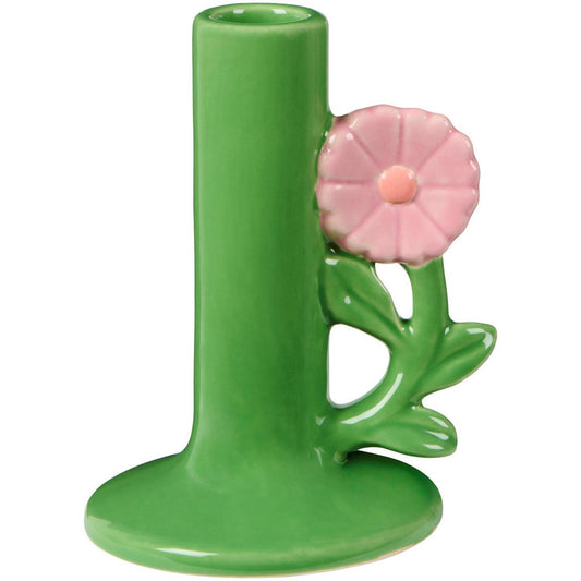 Ib Laursen - Kerzenhalter – Hellgrün mit rosafarbener Blume