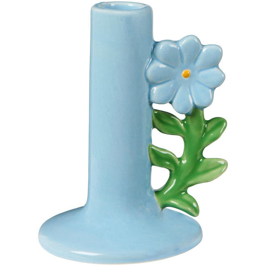 Ib Laursen - Kerzenhalter – Hell Staubblau mit staubblauer Blume