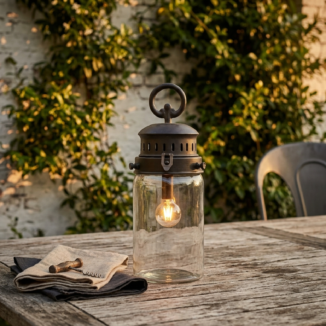 Chic Antique - Französische Scheunenlaterne mit Timer und LED-Lampe - 30 cm