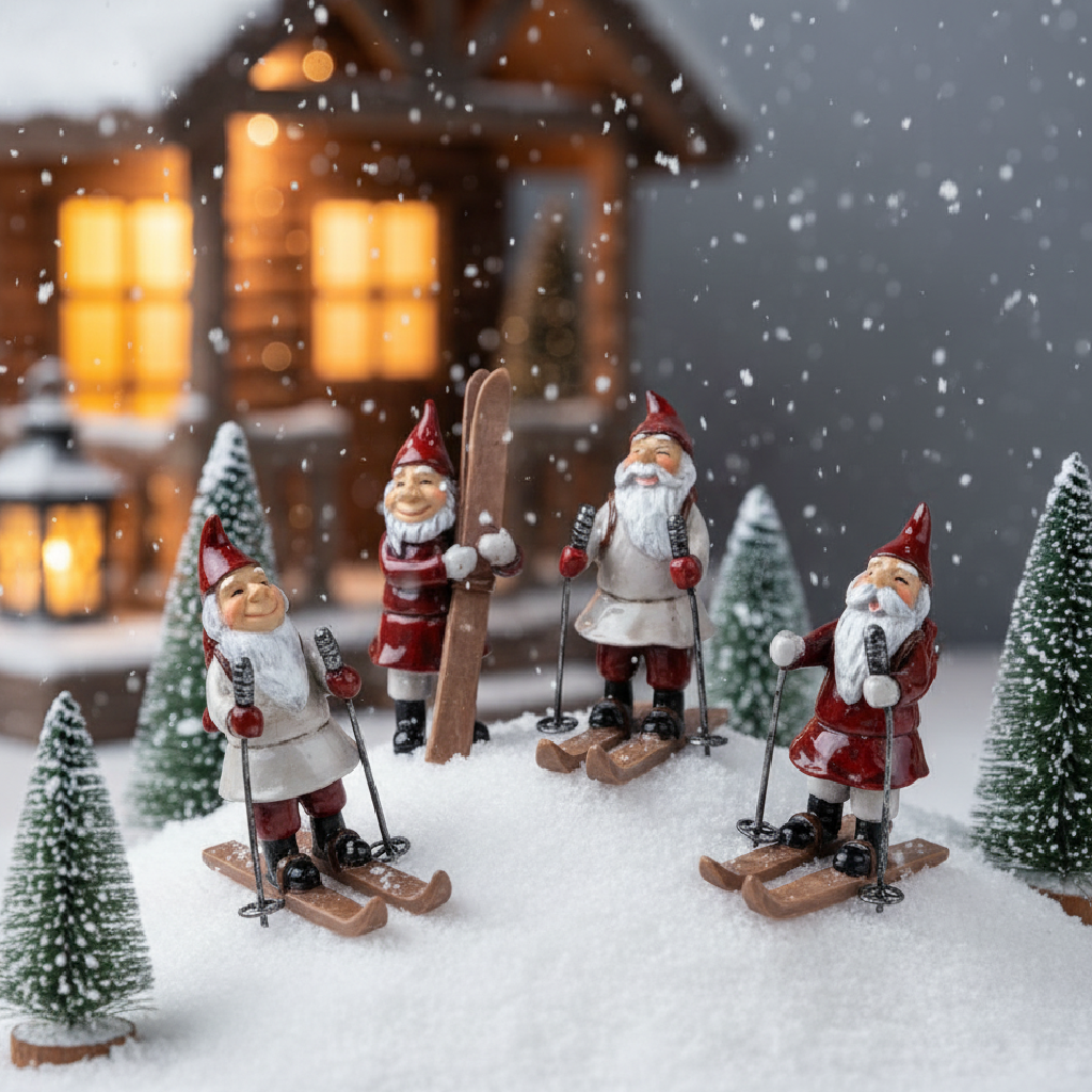 Harvesttime – Weihnachtswichtel auf Skiern, 4er-Set
