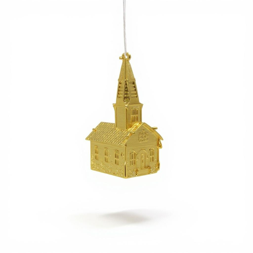 Weihnachtsanhänger „Messingkirche“ – 3 × 5 × 6,5 cm – zum Hängen