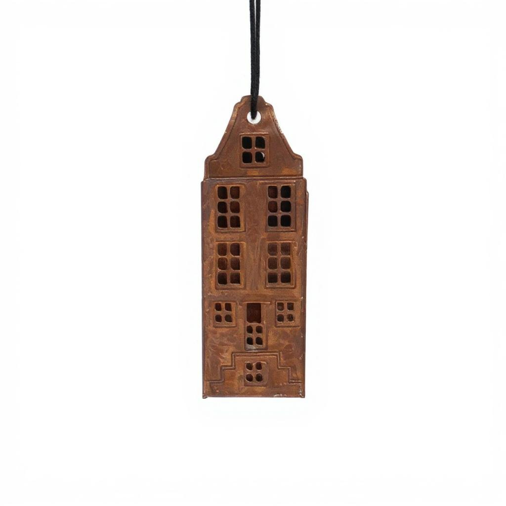 Weihnachtsanhänger „Stadthaus“ aus Metall – 11 × 15 cm – zum Hängen