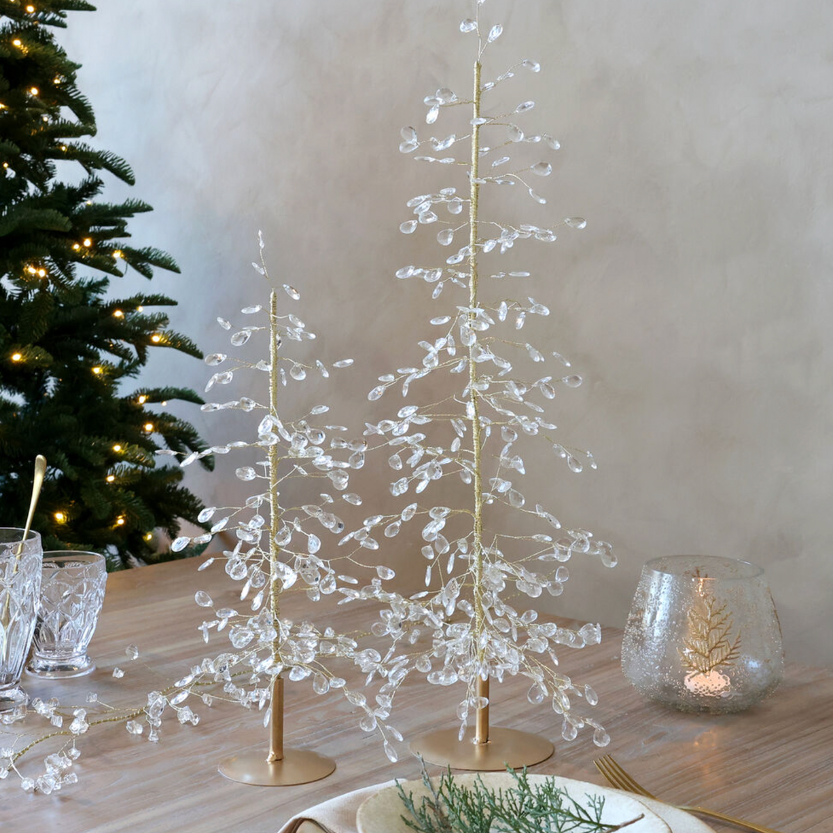 Chic Antique – Weihnachtsbaum mit Prismen und Goldfaden – H61 cm – Klar, groß