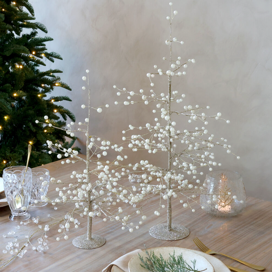 Chic Antique – Weihnachtsbaum mit Perlen und Goldfaden – H42 cm – Creme, klein