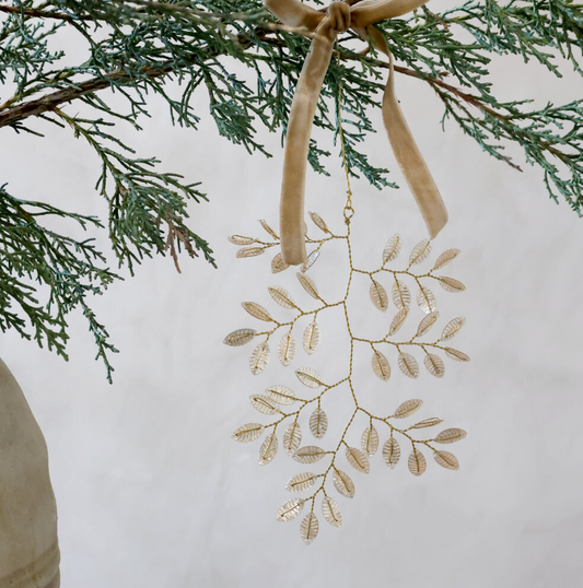 Chic Antique – Anhänger mit Blättern – H13/L10 cm – Champagner