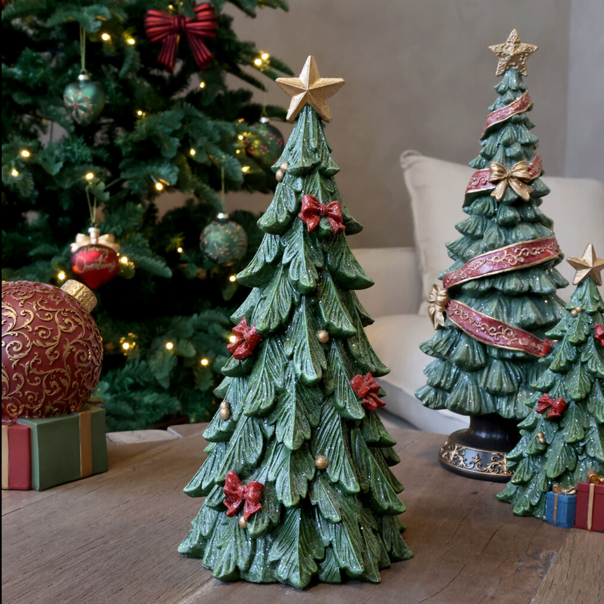 Chic Antique – Noël Weihnachtsbaum mit Schleifen – 32 cm – Grün
