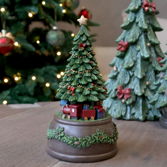 Chic Antique – Noël Spieluhr mit Weihnachtsbaum – 19 cm – Mokka