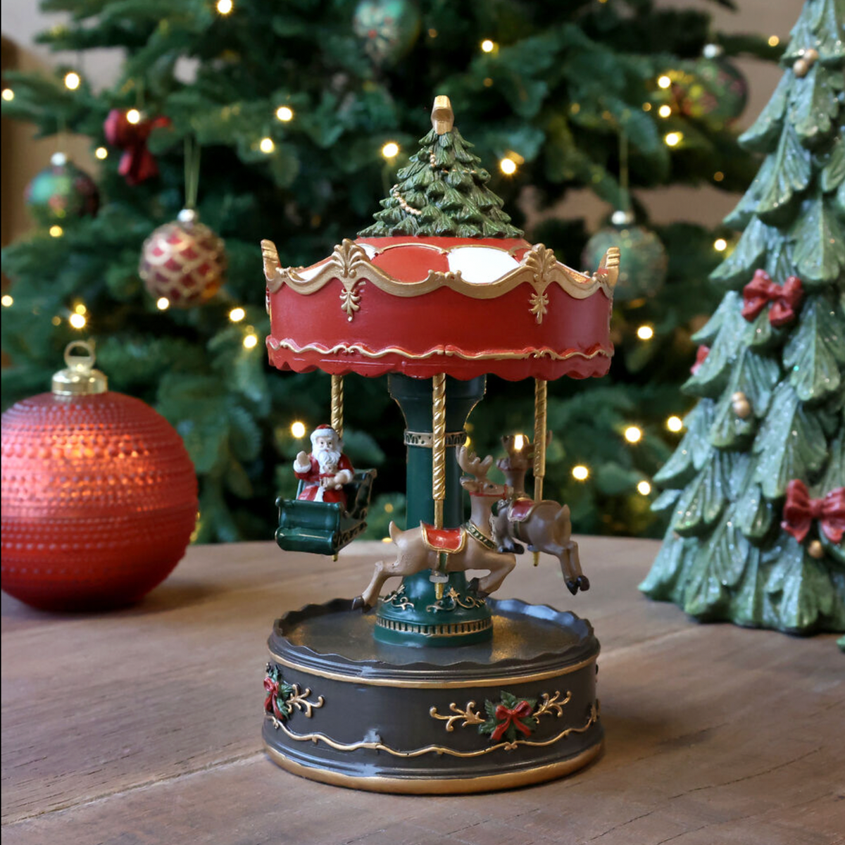 Chic Antique – Noël Spieluhr mit Karussell – 22 cm – Mokka
