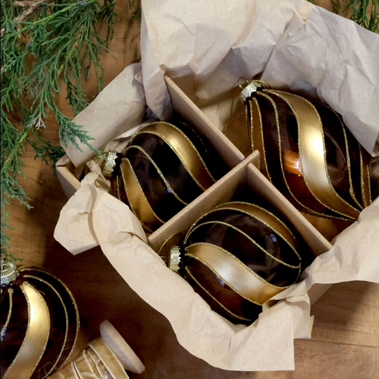 Chic Antique – Weihnachtskugeln in Box – 3er-Set H12 x Ø7 cm – Mokka