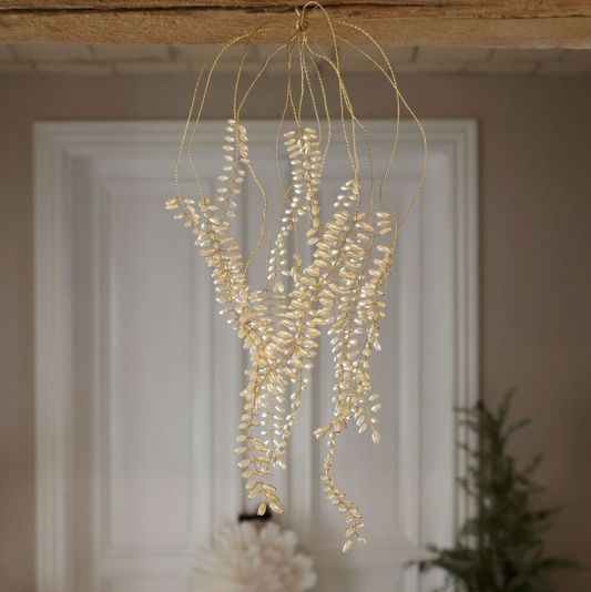 Chic Antique – Mistelzweig mit Perlen und 14 Zweigen – H38 cm – Creme