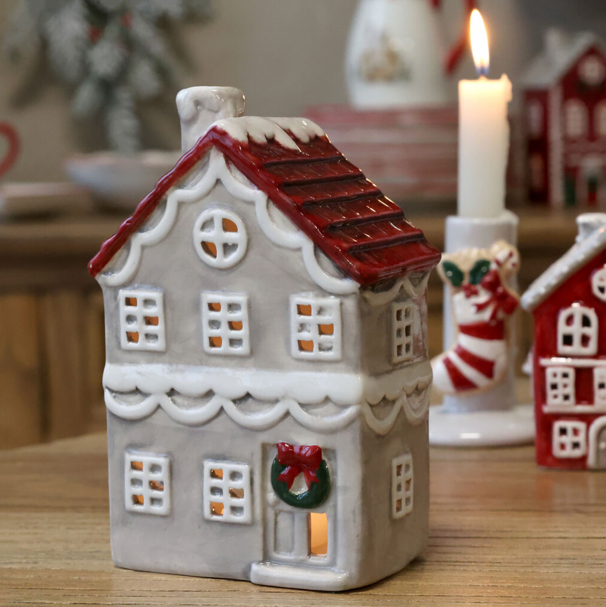 Chic Antique – Chamonix Haus für Teelichter – H16 × L10,5 × B7 cm – Französisches Grau