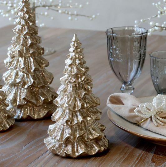 Chic Antique – Eleganter Weihnachtsbaum mit Glitzer | Champagner | H20,5 cm