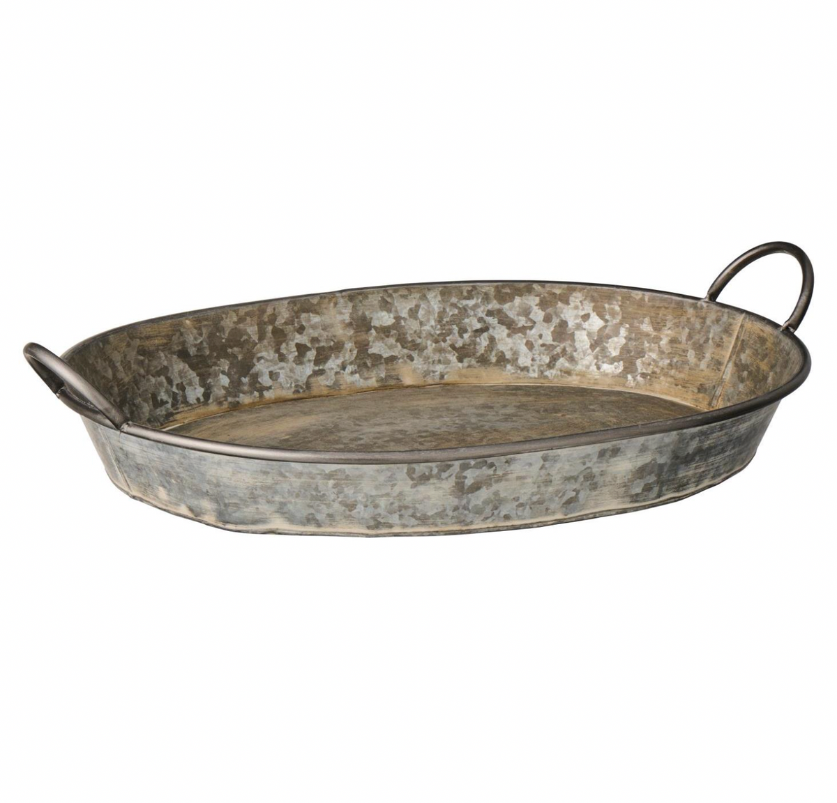 Ib Laursen – Urban Garden ovale Metallschale mit Griffen – H10,5 x L55 x B39 cm