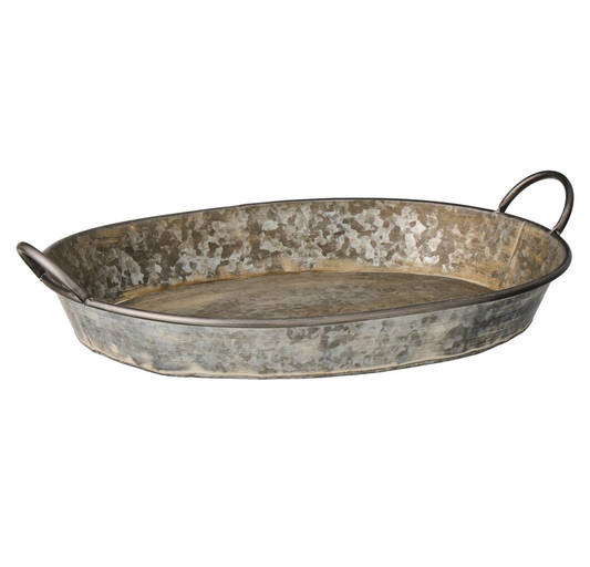 Ib Laursen – Urban Garden ovale Metallschale mit Griffen – H10,5 x L55 x B39 cm