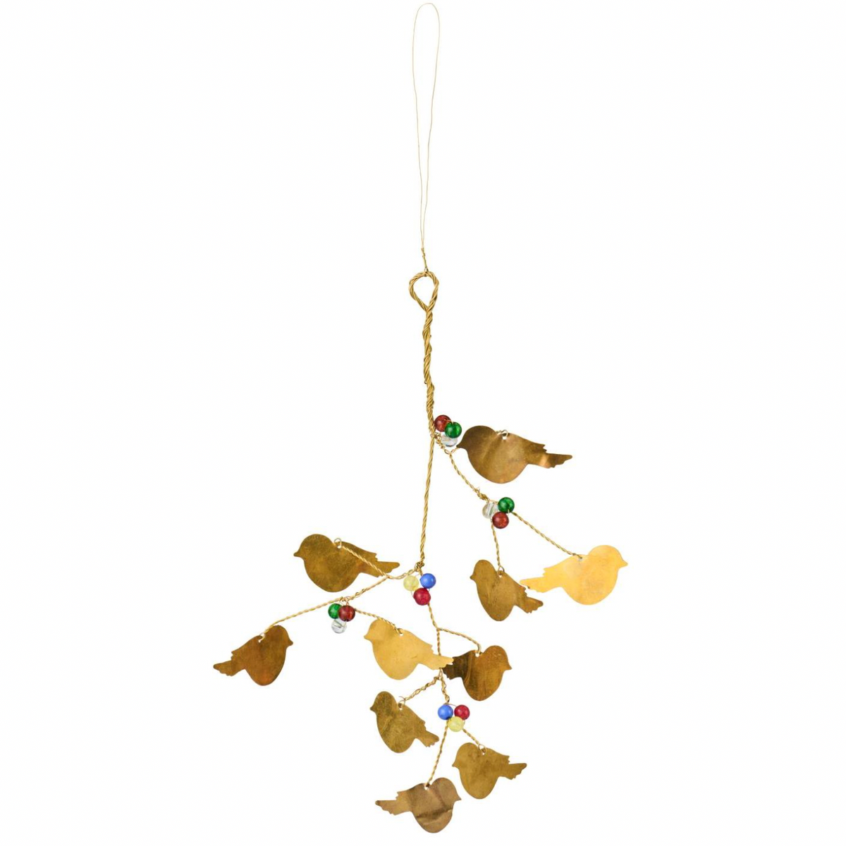 Ib Laursen – Gloria Vogelanhänger aus Messing mit farbigen Perlen – H19 x L10 cm