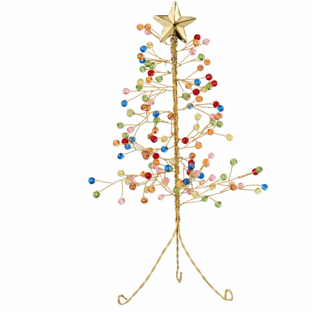 Ib Laursen – Fairytale Christmas Weihnachtsbaum mit bunten Perlen und Stern – H25 x Ø12 cm, Klein