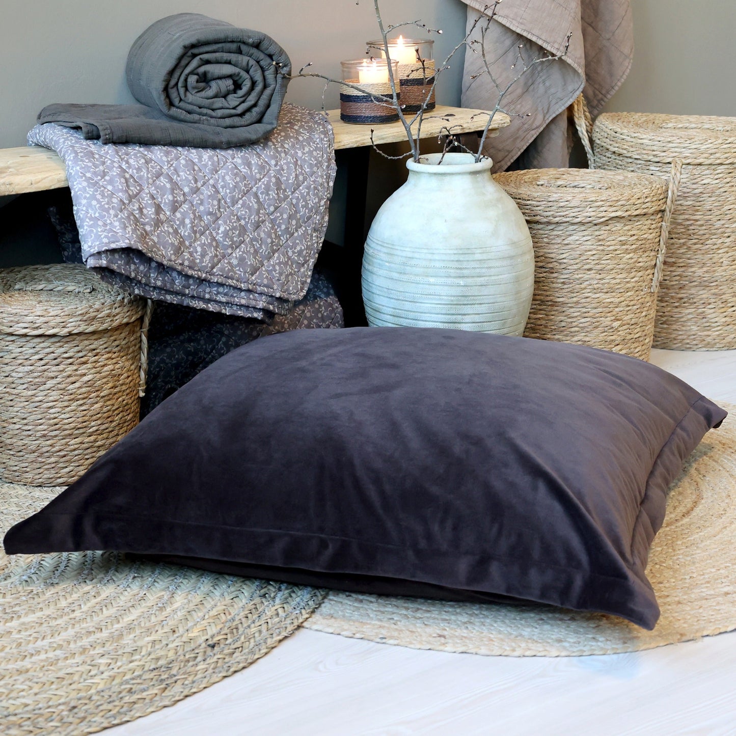 Chic Antique – Aix Velours-Kissenbezug für Bodenkissen L80/B80 cm Mocca
