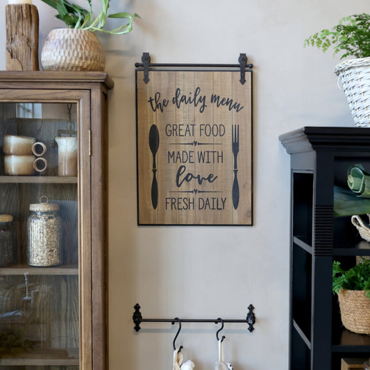 Chic Antique – Schild „The Daily Menu“ H57/L38/B1,5 cm, Natur