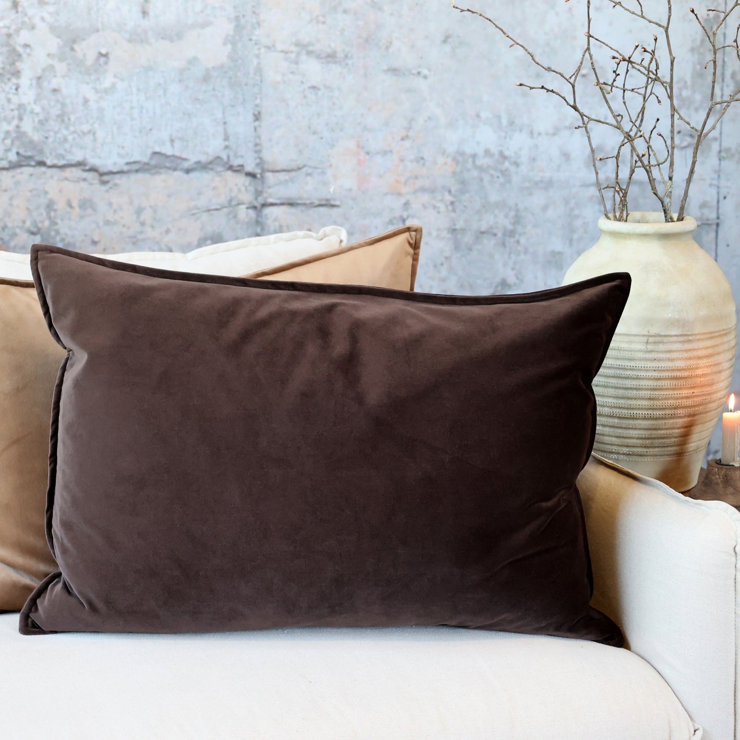 Chic Antique - Aix Kissenbezug aus Samt L50/B70 cm Mocca