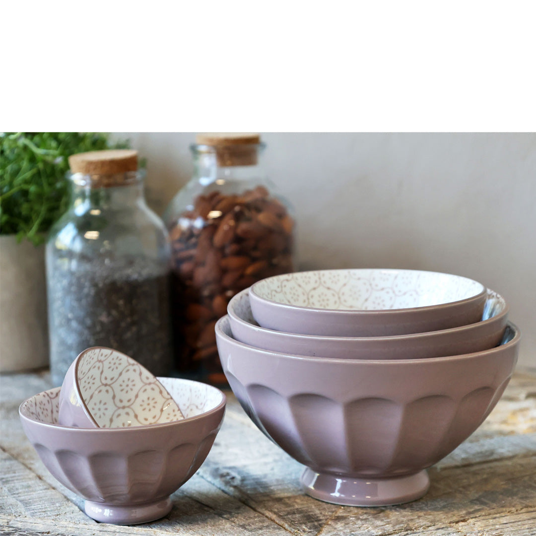 Chic Antique - Arés Latte-Schalenset mit Muster, 5-teilig, H9/Ø15,5 cm in Taupe