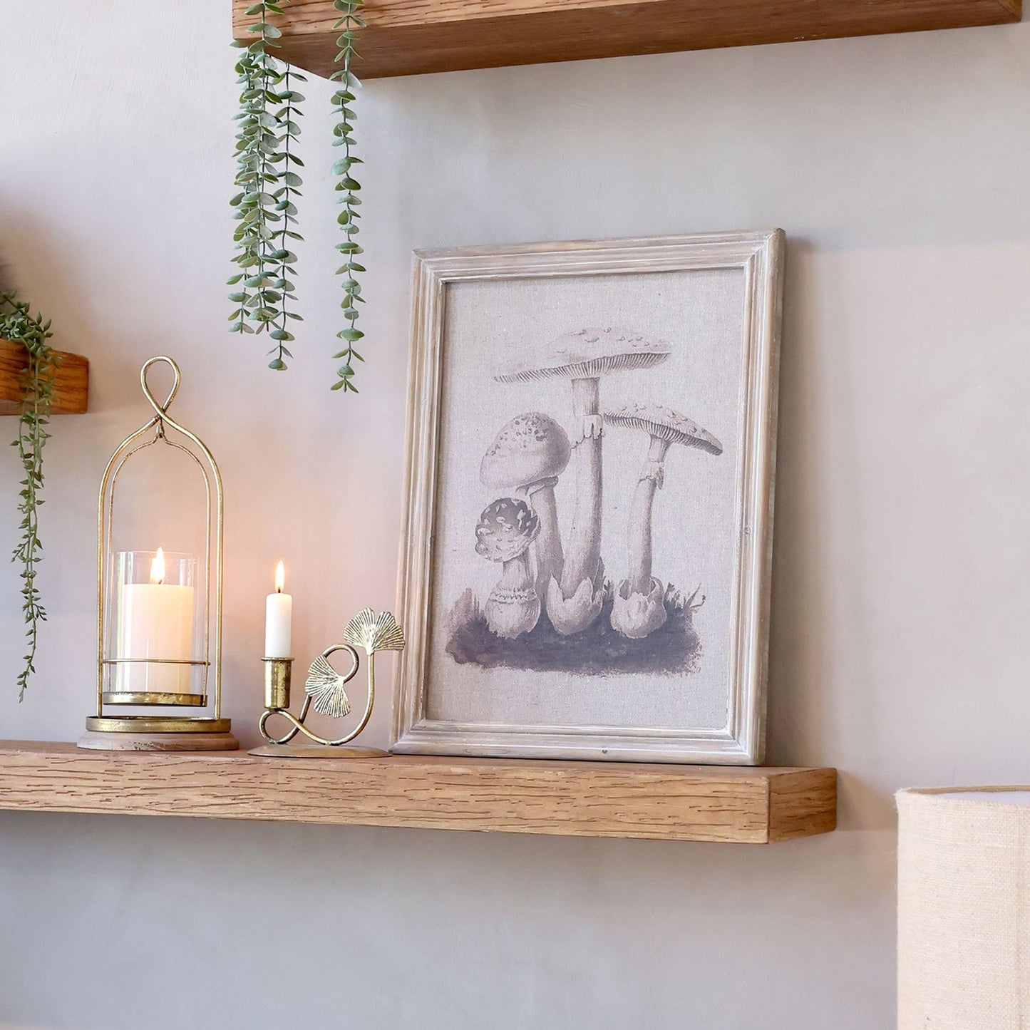 Chic Antique - Bild mit Pilzmuster und Naturrahmen H33/L43/B1,5 cm