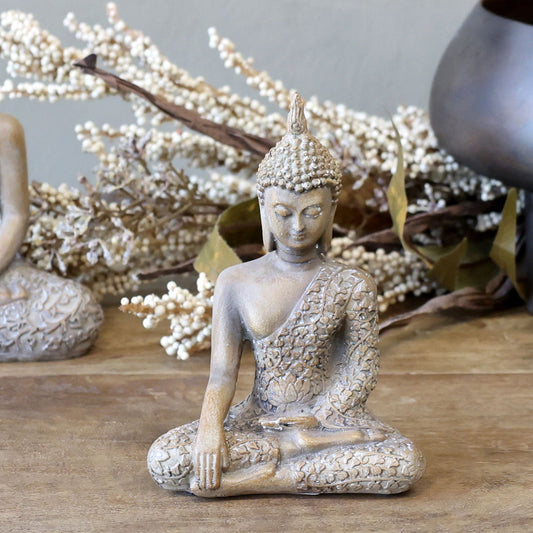 Chic Antique Buddha Figur Sitzend – Latte H13,5 cm