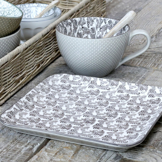 Chic Antique – Arés Teller mit Muster in Mokka | 6er-Set