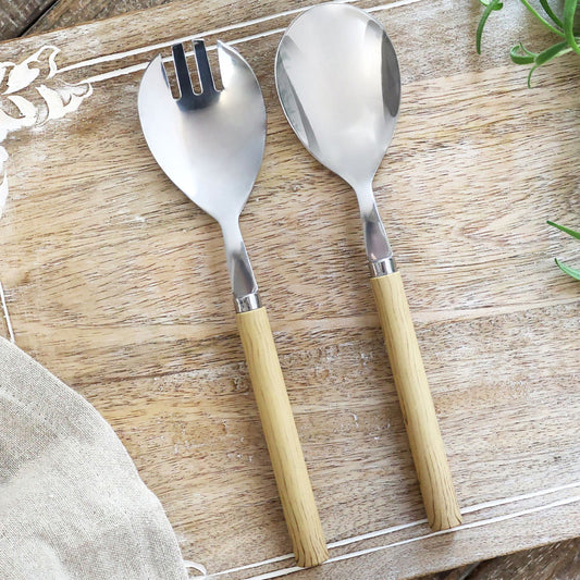 Chic Antique – Linas Salatbesteck im Natur-Look | 2er-Set, L21 cm