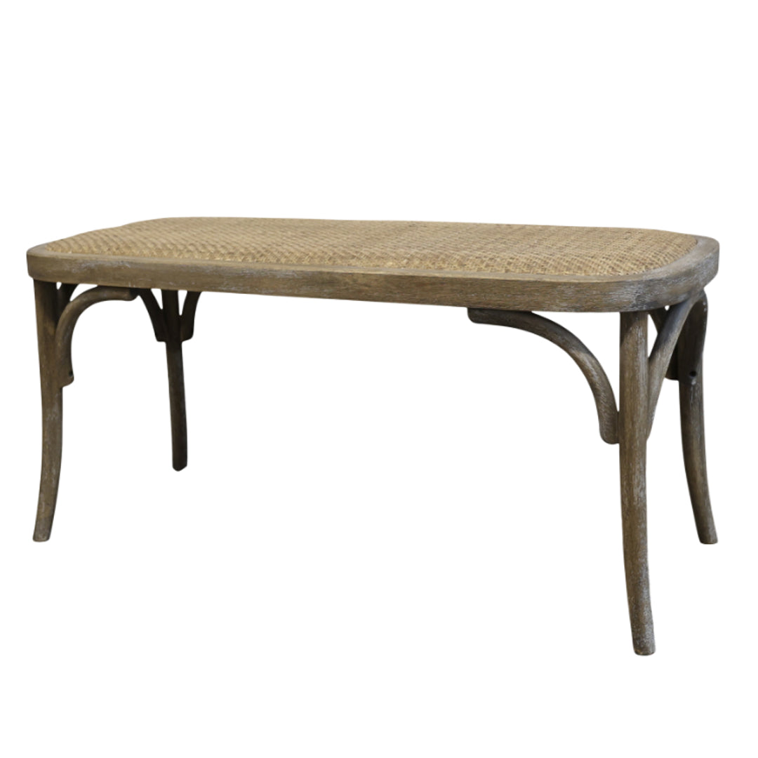 Chic Antique - Französische Bank mit Flechtsitz - H46/L100/B42 cm, Natur