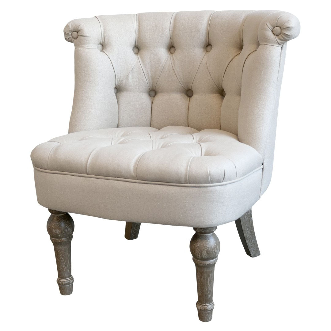 Chic Antique - Französischer Ohrensessel aus Leinenstoff - H71/L67/B66 cm