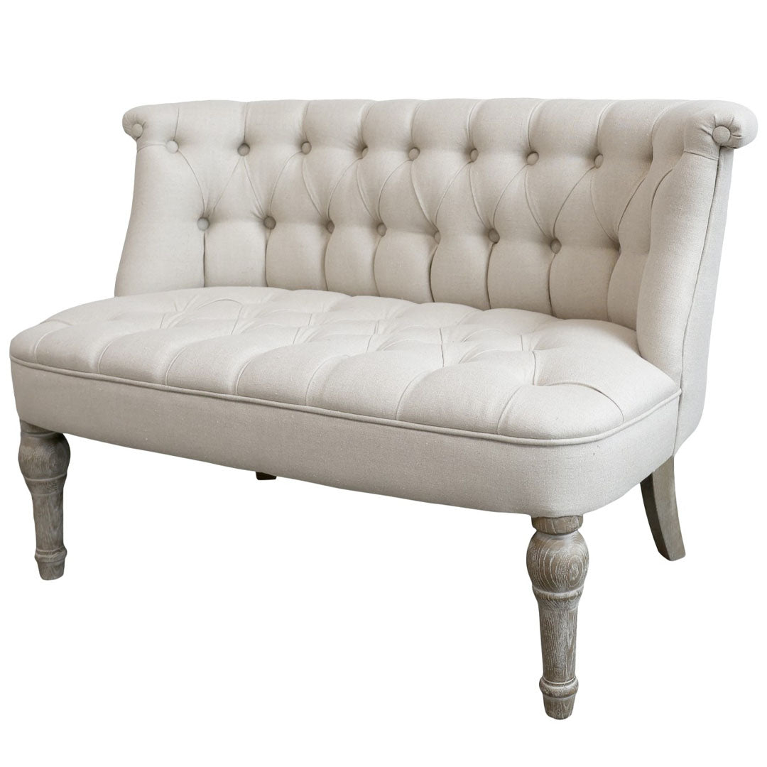Chic Antique – Französisches 2-Sitzer Sofa aus Leinen