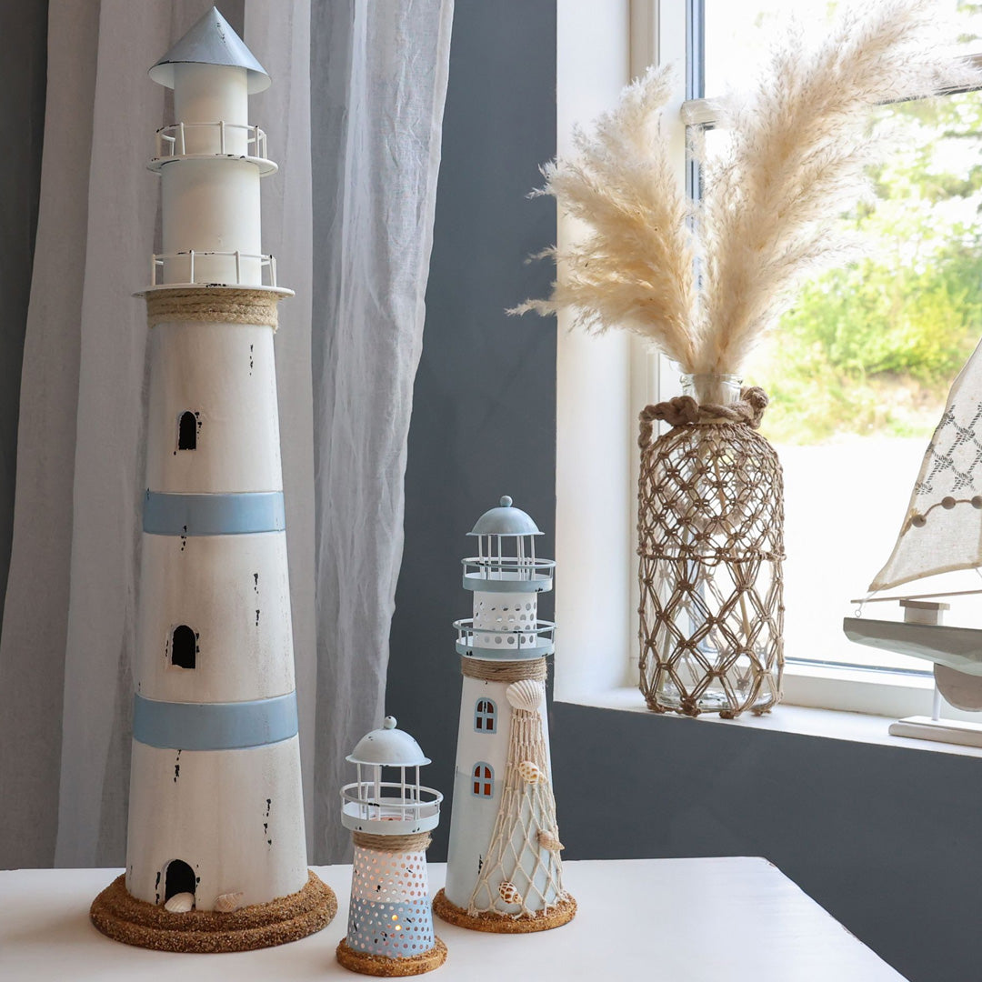 Chic Antique – LED-Leuchtturm XXL mit Timer, H61/Ø17 cm, Ocean