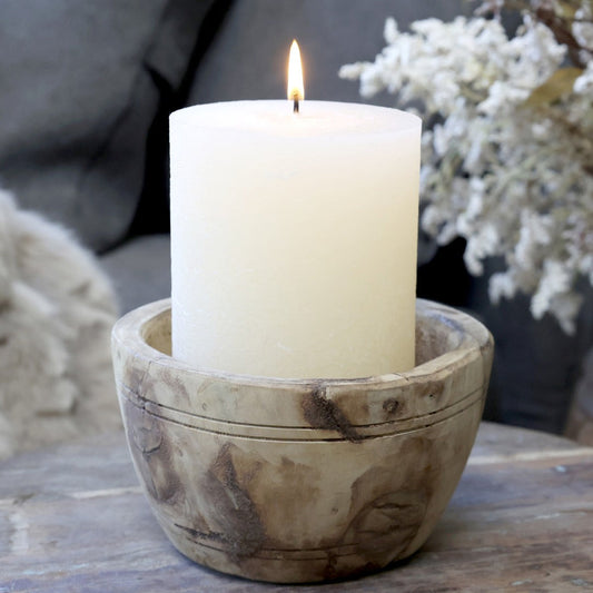 Chic Antique Grimaud Dekorative Schale - Naturholz, H8xØ15 cm