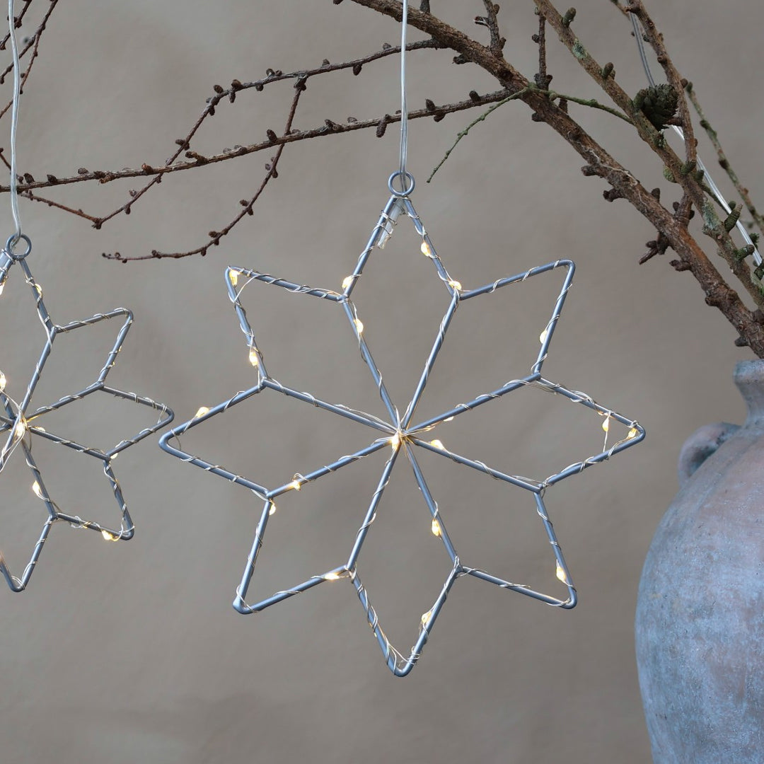 Chic Antique - LED-Stern inkl. Timer - Ø20,5 cm Silber, für Innen- und Außenbereich